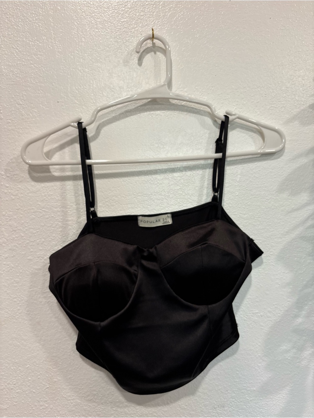 Satin Black Bustier Crop Top